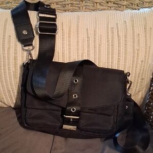 Madden Nyc Womens Buckle Crossbody Handbag